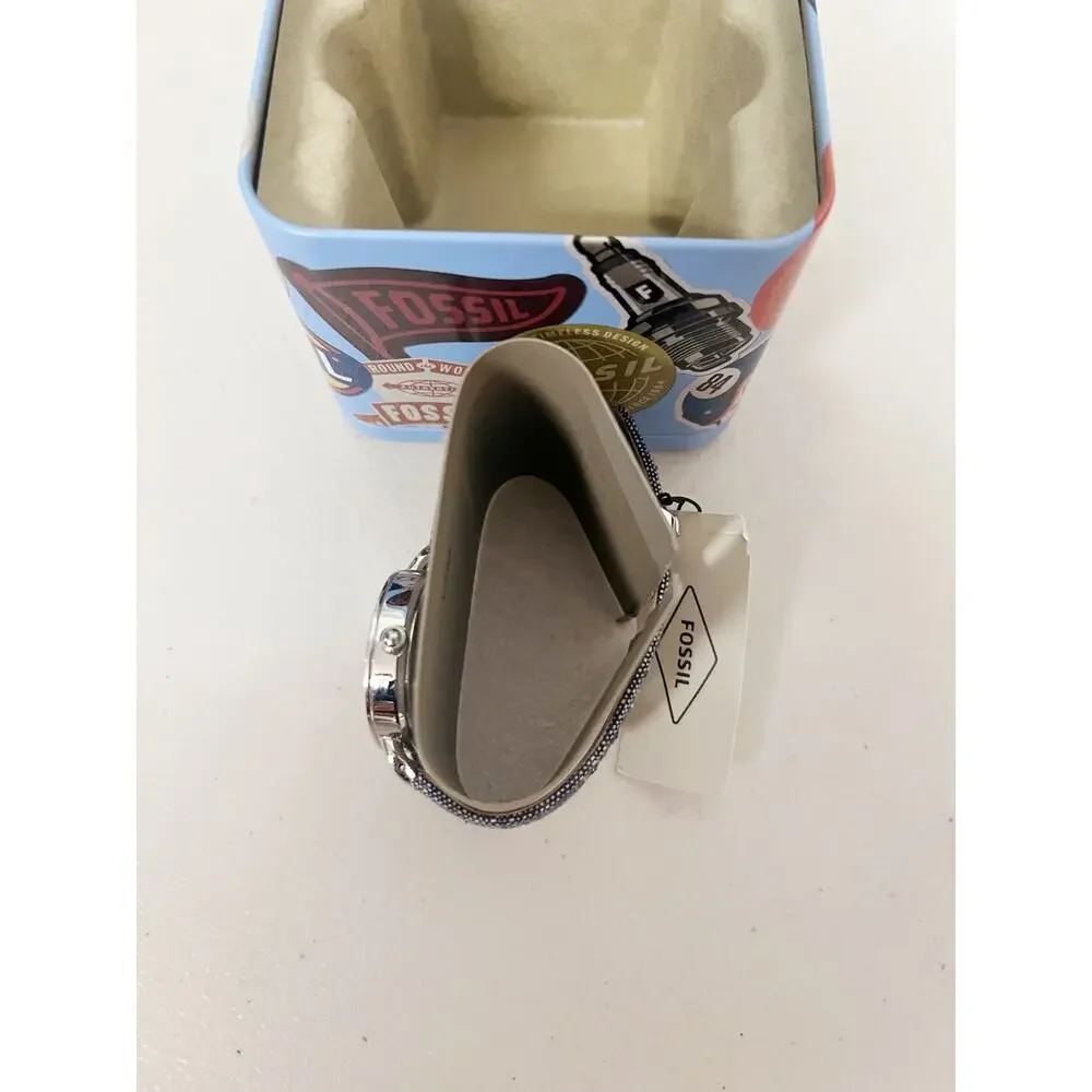 Fossil BQ3357 Rye Ladies Watch, White Dial Denim Strap Casual Watch